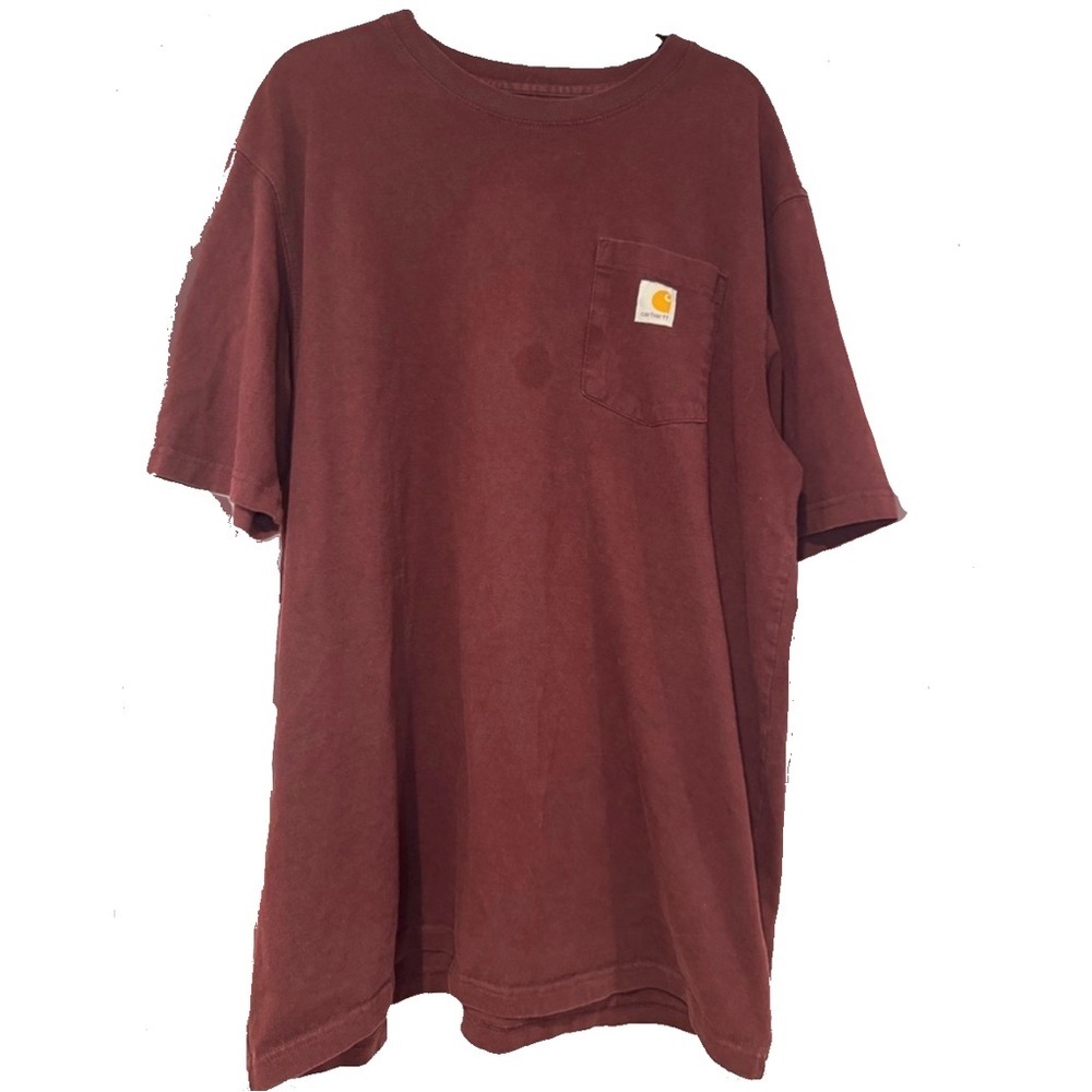 Carhartt Menβs Burgundy Pocket T-Shirt XLT Heavyweight Workwear Tee
